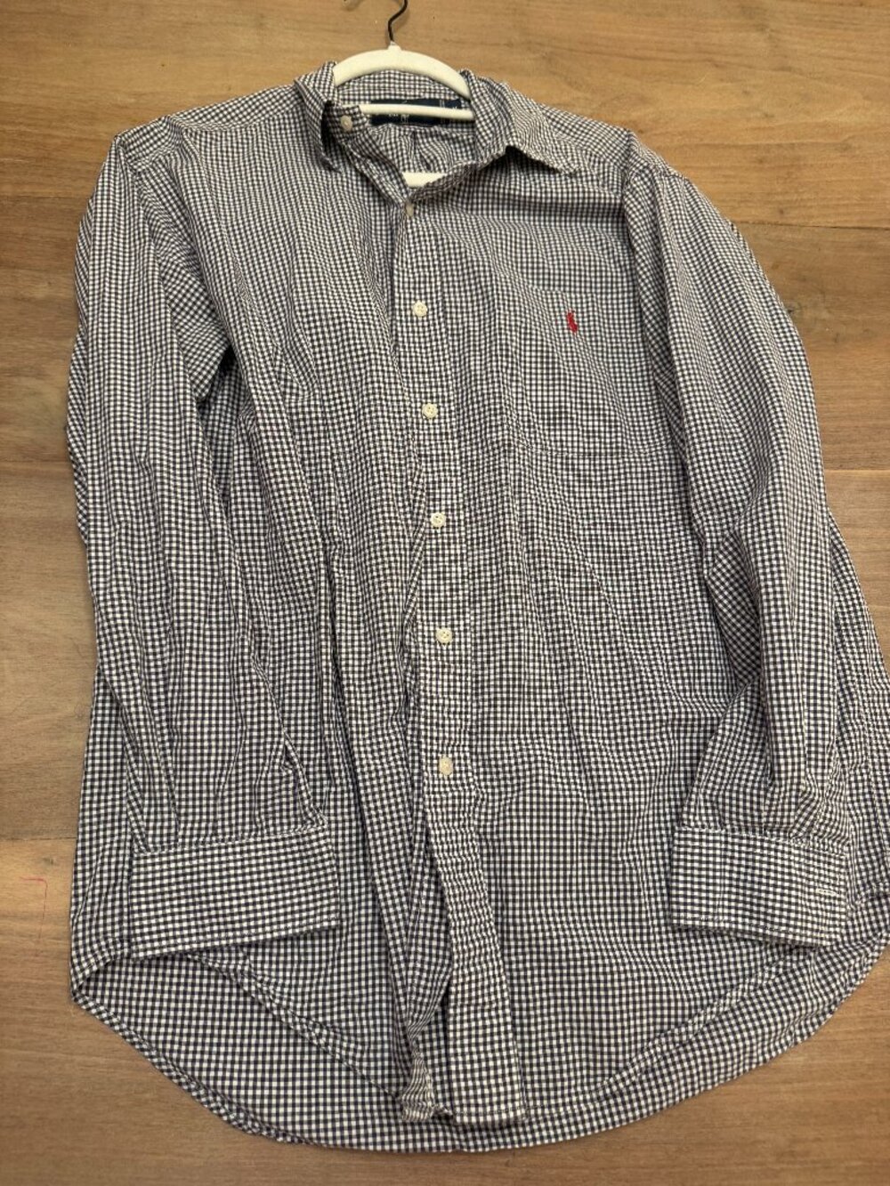 Ralph Lauren Blaire Men's Navy Gingham Long-Sleeve Button-Down Shirt M
